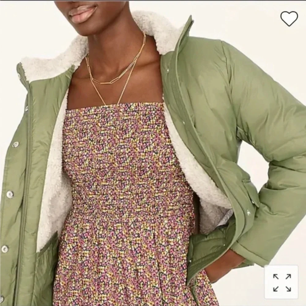 J. Crew Sherpa Lined Puffer Jacket Coat With PrimaLoft Size S